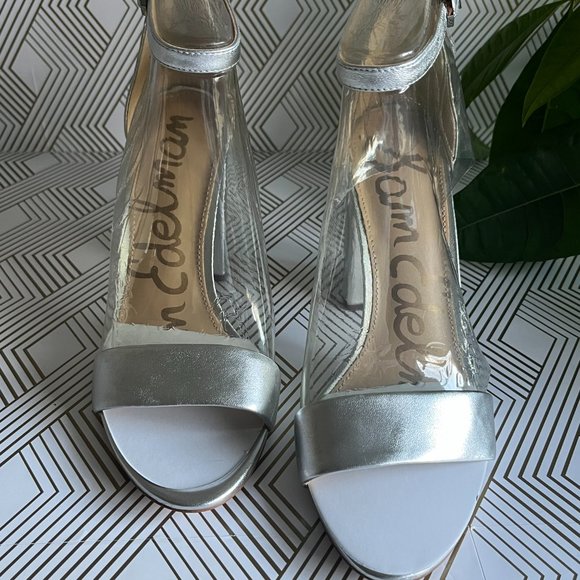 NEW Sam Edelman Yaro Silver Block Heel Sandal Size 10 M - Picture 2 of 5